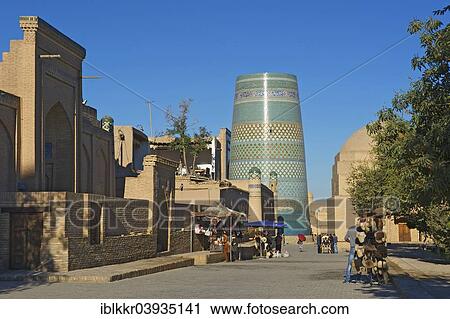Stock Image - "Kalta-Minor Minaret, Itchan Kala, Khiva, Uzbekistan, Asia". Fotosearch