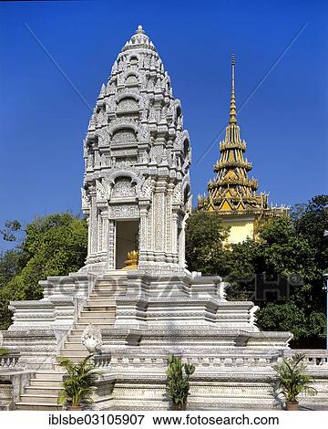 Stock Photo - "Kantha Bopha Stupa at the Silver Pagoda, Phnom Penh, Phnom Penh Province, Cambodia, Asia". Fotosearch