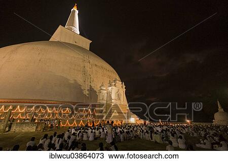 Stock Image - "Kapruka Pooja, festival at the Ruvanvelisaya Dagoba, stupa, Anuradhapura, Sri Lanka, Asia". Fotosearch