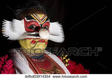 "Katakali artist posing dressed up as Virabhatra, Varkala, Kerala, India, Asia" View Large Photo Image Picture - "Katakali artist posing dressed up as Virabhatra, Varkala, Kerala, India, Asia". Fotosearch