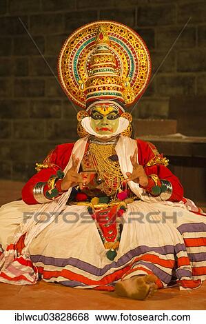 "Kathakali dancer in full makeup wearing a costume, Varkala, Kerala, South India, India, Asia" View Large Photo Image Stock Photo - "Kathakali dancer in full makeup wearing a costume, Varkala, Kerala, South India, India, Asia". Fotosearch