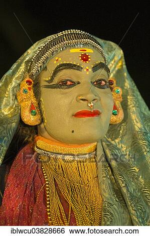 "Kathakali dancer in full makeup wearing a costume, Varkala, Kerala, South India, India, Asia" View Large Photo Image Stock Photograph - "Kathakali dancer in full makeup wearing a costume, Varkala, Kerala, South India, India, Asia". Fotosearch