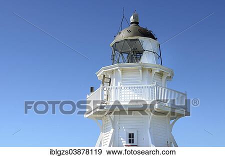 Stock Photo - "Katiki Point Lighthouse, Moeraki, South Island, New Zealand, Oceania". Fotosearch