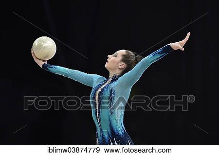 Stock Photo - "Katsiaryna Halkina, BLR, Rhythmic Gymnastics World Cup Stuttgart 2014, Porsche Arena, Stuttgart, Baden-Wurttemberg, Germany, Europe". Fotosearch