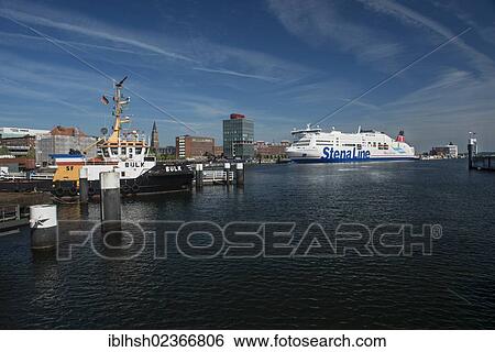 "Kiel Fjord on the harbour, ferry dock, Hafenhaus Kiel building and the Stena Line dock, international ferries, Kiel, Schleswig-Holstein, Germany, Europe, PublicGround, Europe" View Large Photo Image Stock Photograph - "Kiel Fjord on the harbour, ferry dock, Hafenhaus Kiel building and the Stena Line dock, international ferries, Kiel, Schleswig-Holstein, Germany, Europe, PublicGround, Europe". Fotosearch