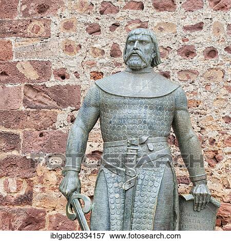 Stock Photo - "King Dom Sancho I statue, Silves Castle, Algarve, Portugal, Europe". Fotosearch
