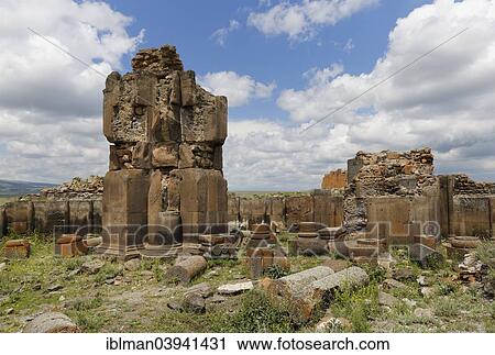 Stock Image - "King Gagik's church of St Gregory or Kral Gagik Kilisesi, former Armenian capital Ani, Kars, Silk Route, Eastern Anatolia Region, Anatolia, Turkey, Asia". Fotosearch
