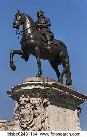 Picture - "King George IV equestrian statue in Trafalgar Square, London, England, United Kingdom, Europe". Fotosearch