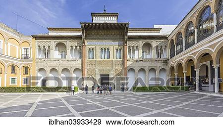 "King Peter's Palace from the Patio de la Monteria from, Alcazar Palace, Seville, Andalusia, Spain, Europe" View Large Photo Image Stock Photo - "King Peter's Palace from the Patio de la Monteria from, Alcazar Palace, Seville, Andalusia, Spain, Europe". Fotosearch