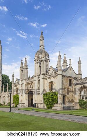 Stock Image - King's College gatehouse viewed from the front court, Cambridge, England, United Kingdom, Europe. Fotosearch