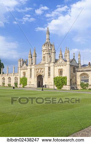 Stock Photo - "King's College gatehouse viewed from the front court, Cambridge, England, United Kingdom, Europe". Fotosearch