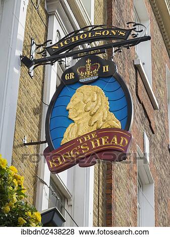 Stock Photo - "King's Head pub sign, London, England, United Kingdom, Europe". Fotosearch