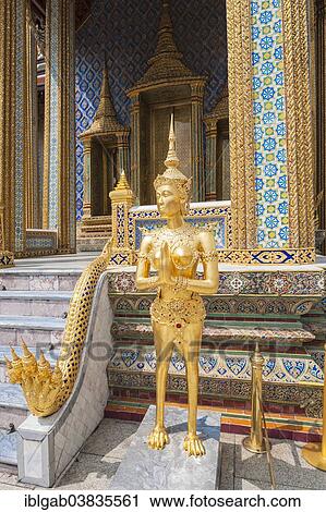 "Kinnaris, half-bird, half-woman statue in front of the Prasat Phra Thep Bidon or Royal Pantheon, Wat Phra Kaeo complex, Grand Palace, Bangkok, Thailand, Asia" View Large Photo Image Stock Image - "Kinnaris, half-bird, half-woman statue in front of the Prasat Phra Thep Bidon or Royal Pantheon, Wat Phra Kaeo complex, Grand Palace, Bangkok, Thailand, Asia". Fotosearch
