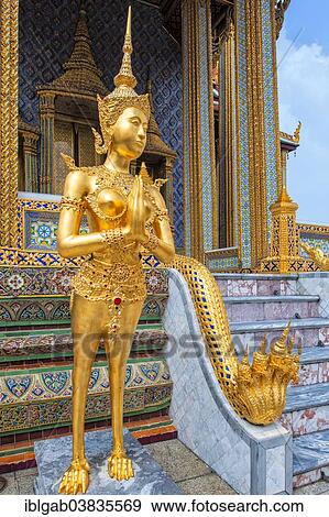 "Kinnaris, half-bird, half-woman statue in front of the Prasat Phra Thep Bidon, or Royal Pantheon, Wat Phra Kaeo complex, Grand Palace, Bangkok, Thailand, Asia" View Large Photo Image Stock Photo - "Kinnaris, half-bird, half-woman statue in front of the Prasat Phra Thep Bidon, or Royal Pantheon, Wat Phra Kaeo complex, Grand Palace, Bangkok, Thailand, Asia". Fotosearch