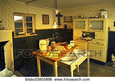 "Kitchen from the 1950s, in Markus Wasmeier Farm and Winter Sports Museum, Schliersee, Upper Bavaria, Bavaria, Germany, Europe" View Large Photo Image Stock Photo - "Kitchen from the 1950s, in Markus Wasmeier Farm and Winter Sports Museum, Schliersee, Upper Bavaria, Bavaria, Germany, Europe". Fotosearch