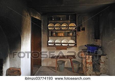 "Kitchen of a farmhouse with soot-blackened walls, built 1711, Franconian Open Air Museum, Bad Windsheim, Middle Franconia, Bavaria, Germany, Europe" View Large Photo Image Stock Image - "Kitchen of a farmhouse with soot-blackened walls, built 1711, Franconian Open Air Museum, Bad Windsheim, Middle Franconia, Bavaria, Germany, Europe". Fotosearch