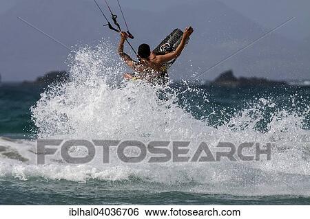 "Kite surfer jumping, Famara beach, Playa de Famara, Lanzarote, Canary Islands, Spain, Europe" View Large Photo Image Stock Photograph - "Kite surfer jumping, Famara beach, Playa de Famara, Lanzarote, Canary Islands, Spain, Europe". Fotosearch