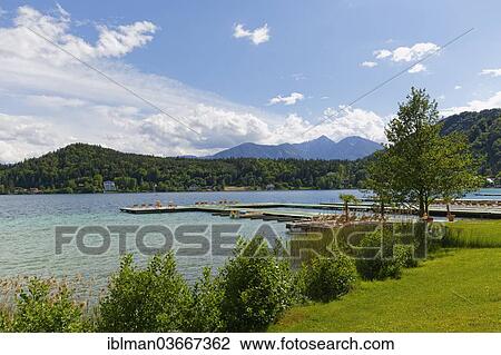 Stock Image - "Klopeiner See, Lake Klopein, Sankt Kanzian am Klopeiner See, Carinthia, Austria, Europe". Fotosearch