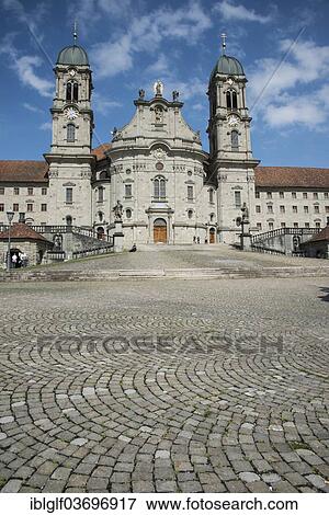 Stock Photo - "Kloster Einsiedeln Abbey, Klosterplatz square, Einsiedeln, Canton of Schwyz, Switzerland, Europe". Fotosearch