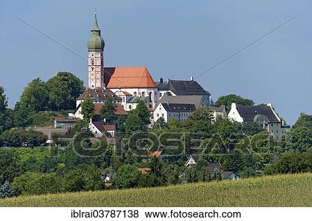 "Klosterkirche Andechs monasterdy church, """"holy mountain"""" of Kloster Andechs, Oberbayern, Bavaria, Germany, Europe" View Large Photo Image Stock Photo - "Klosterkirche Andechs monasterdy church, """"holy mountain"""" of Kloster Andechs, Oberbayern, Bavaria, Germany, Europe". Fotosearch