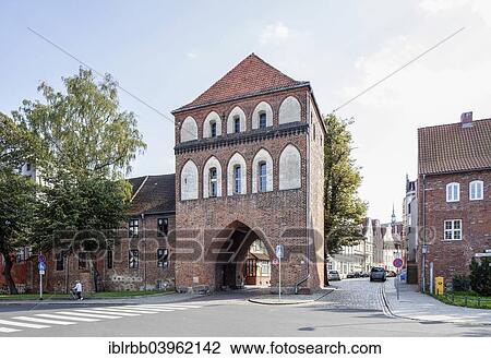 Stock Image - "Kniepertor, city gate of the medieval fortifications, Stralsund, Mecklenburg-Western Pomerania, Germany, Europe". Fotosearch