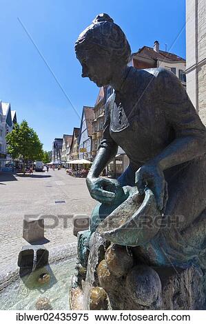 "Knoepfleswaescherin fountain representing a woman washing dumplings, according to a legend, in the main street, pedestrian area, Heidenheim an der Brenz, Swabian Alb, Baden-Wuerttemberg, Germany, Europe" View Large Photo Image Stock Photography - "Knoepfleswaescherin fountain representing a woman washing dumplings, according to a legend, in the main street, pedestrian area, Heidenheim an der Brenz, Swabian Alb, Baden-Wuerttemberg, Germany, Europe". Fotosearch