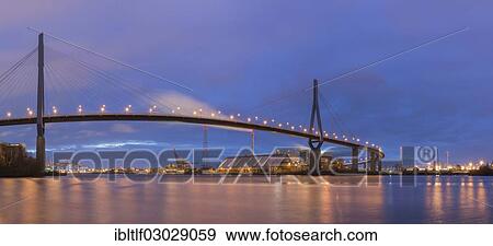 "Koehlbrand Bridge, dusk, Hamburg-Port, Hamburg, Hamburg, Germany, Europe" View Large Photo Image Stock Photo - "Koehlbrand Bridge, dusk, Hamburg-Port, Hamburg, Hamburg, Germany, Europe". Fotosearch