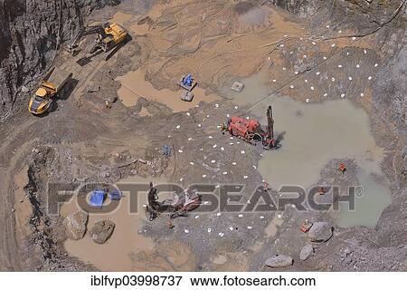Stock Photo - "Koidu 2"""" diamond mine, part of diamond company Koidu Ltd., Koidu Kimberlite Project, Koidu, Koidu-Sefadu, Tankoro Chiefdom, Kono District, Eastern Province, Sierra Leone, Africa". Fotosearch