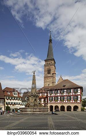 "Konigsplatz square, Town Hall, protestant Town Church of St. Johannis and St. Martin, built 1469 - 1495, Schoner Brunnen fountain, Schwabach, Middle Franconia, Bavaria, Germany, Europe" View Large Photo Image Picture - "Konigsplatz square, Town Hall, protestant Town Church of St. Johannis and St. Martin, built 1469 - 1495, Schoner Brunnen fountain, Schwabach, Middle Franconia, Bavaria, Germany, Europe". Fotosearch