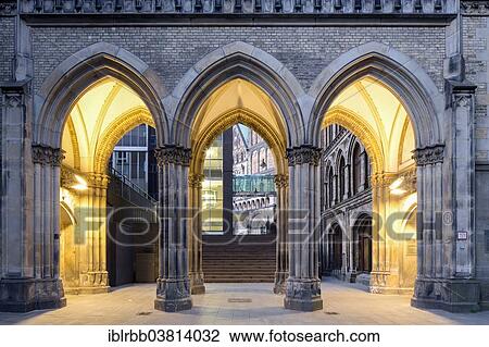Stock Image - "Kontorhaus Borsenhof A, former Bremer Stock Exchange, now the Haus der Burgerschaft parliament building, Bremen, Germany, Europe". Fotosearch