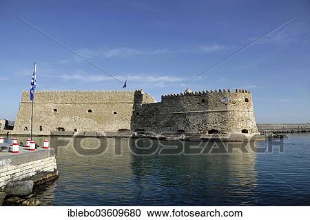 Stock Image - "Koules Fortress or Rocca al Mare, Heraklion, Crete, Greece, Europe". Fotosearch
