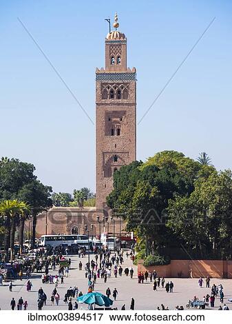 "Koutoubia mosque with a minaret from the Almohad period, largest mosque in Marrakech, from 1158, historic Medina, Marrakech, Marrakech-Tensift-El Haouz, Morocco, Africa" View Large Photo Image Stock Photo - "Koutoubia mosque with a minaret from the Almohad period, largest mosque in Marrakech, from 1158, historic Medina, Marrakech, Marrakech-Tensift-El Haouz, Morocco, Africa". Fotosearch