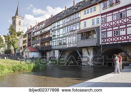 Stock Photo - "Kraemerbruecke, Merchants' Bridge, Erfurt, Thuringia, Germany, Europe". Fotosearch