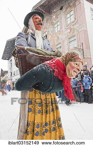 Stock Photo - "Kraxenmandl, figure in a traditional carnival parade, Mittenwald, Upper Bavaria, Bavaria, Germany, Europe". Fotosearch