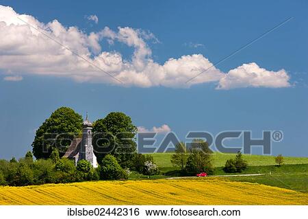 Stock Photograph - "Kreuzberg Chapel near Wessobrunn, Pfaffenwinkel, Upper Bavaria, Bavaria, Germany, Europe". Fotosearch