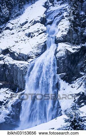 Stock Photograph - "Krimml Waterfalls in winter, Krimml, Tyrol, Austria, Europe". Fotosearch