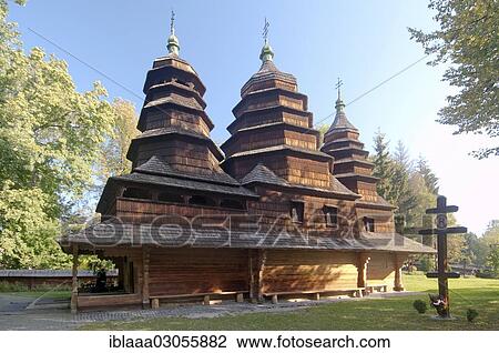 Stock Image - "Kryvka Church, Museum of Folk Architecture and Culture, Lviv, Ukraine, Europe". Fotosearch