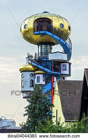 "Kuchlbauer Tower, also Hundertwasser Tower by Friedensreich Hundertwasser and Peter Pelican in the beer garden of the Kuchlbauer brewery, Kuchlbauer's World of Beer, Abensberg, Lower Bavaria, Bavaria, Germany, Europe" View Large Photo Image Stock Image - "Kuchlbauer Tower, also Hundertwasser Tower by Friedensreich Hundertwasser and Peter Pelican in the beer garden of the Kuchlbauer brewery, Kuchlbauer's World of Beer, Abensberg, Lower Bavaria, Bavaria, Germany, Europe". Fotosearch