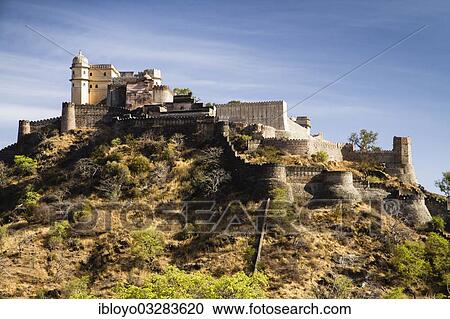 Stock Image - "Kumbhalgarh Fort and the """"Indian Great Wall"""", Kumbhalgarh, Rajasthan, India, Asia". Fotosearch