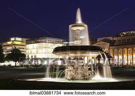 Picture - "Kunstmuseum art museum and Konigsbau or King's Building on Schlossplatz square, Stuttgart, Baden-Wurttemberg, Germany, Europe". Fotosearch