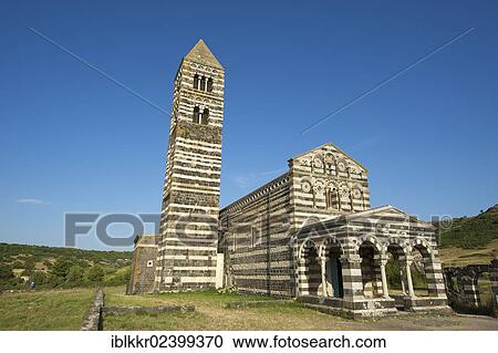 Stock Image - "La Basilica della Santissima Trinita di Saccargia, Basilica of the Holy Trinity of Saccargia, Sardinia, Italy, Europe". Fotosearch