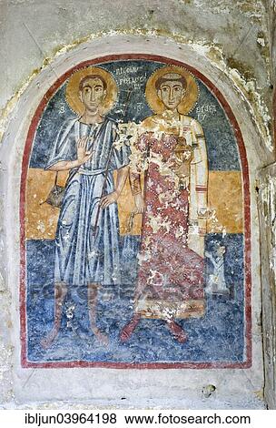 "La Candelora, Adoration of two saints, fresco 13th-14th century, rock church, cave church, Chiese Rupestri, La Candelora, Gravina San Marco, Cave City, Massafra, Murgia Tarantine, Taranto, Apulia, Italy, Europe" View Large Photo Image Stock Photo - "La Candelora, Adoration of two saints, fresco 13th-14th century, rock church, cave church, Chiese Rupestri, La Candelora, Gravina San Marco, Cave City, Massafra, Murgia Tarantine, Taranto, Apulia, Italy, Europe". Fotosearch
