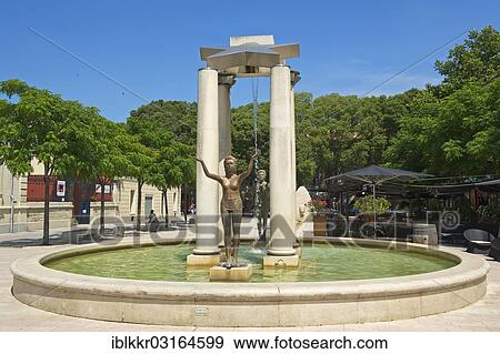 Stock Photo - "La Place d'Assas, Nimes, Region Languedoc-Roussillon, France, Europe". Fotosearch