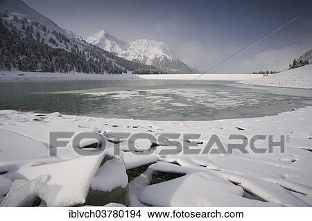 Picture - "Laengental Reservoir in winter, Kuehtai, Sellrain Valley, Tyrol, Austria, Europe". Fotosearch