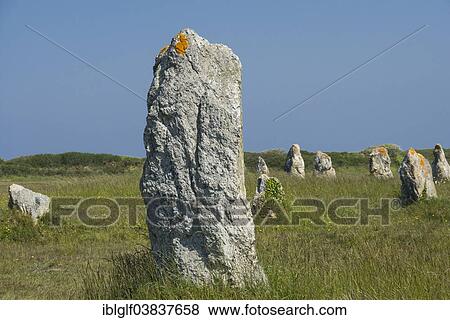 Stock Photo - "Lagatjar Alignments, rows of standing stones, near Camaret-sur-Mer, Departement Finistere, Brittany, France, Europe". Fotosearch