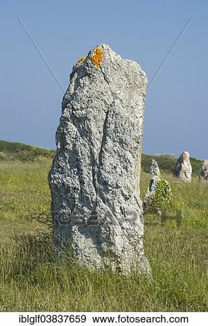 Stock Photo - "Lagatjar Alignments, rows of standing stones, near Camaret-sur-Mer, Departement Finistere, Brittany, France, Europe". Fotosearch