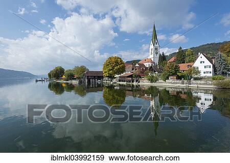 "Lake Constance, shore with the parish church, Sipplingen, Baden-Wurttemberg, Germany, Europe" View Large Photo Image Stock Photo - "Lake Constance, shore with the parish church, Sipplingen, Baden-Wurttemberg, Germany, Europe". Fotosearch