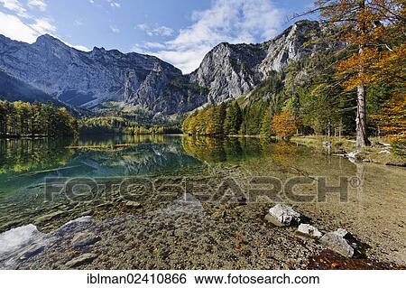 "Lake Hinterer Langbathsee, Hoellengebirge mountains, Ebensee, Salzkammergut region, Upper Austria, Austria, Europe" View Large Photo Image Stock Photograph - "Lake Hinterer Langbathsee, Hoellengebirge mountains, Ebensee, Salzkammergut region, Upper Austria, Austria, Europe". Fotosearch