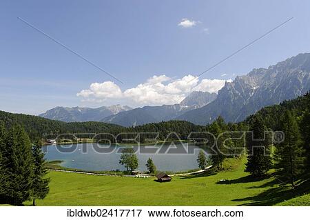 Lake Lautersee, Mittenwald, Karwendel Mountains, Werdenfelser Land region, Upper Bavaria, Bavaria, Germany, Europe View Large Photo Image Stock Photo - Lake Lautersee, Mittenwald, Karwendel Mountains, Werdenfelser Land region, Upper Bavaria, Bavaria, Germany, Europe. Fotosearch