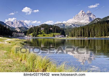 "Lake Misurina or Lago de MeÅ›orina, in front of the Three Peaks, Belluno, Italy, Europe" View Large Photo Image Stock Image - "Lake Misurina or Lago de MeÅ›orina, in front of the Three Peaks, Belluno, Italy, Europe". Fotosearch